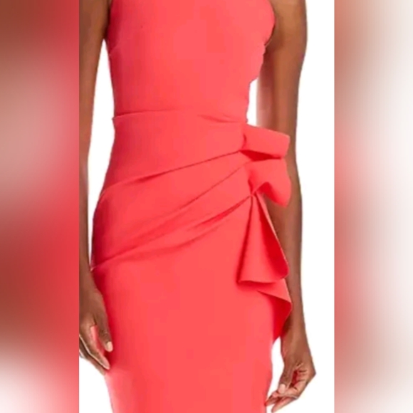 Chiara Boni La Petite Robe sleeveless Ruffle Sheath Dress Corallo  Size 16 New - Picture 3 of 3